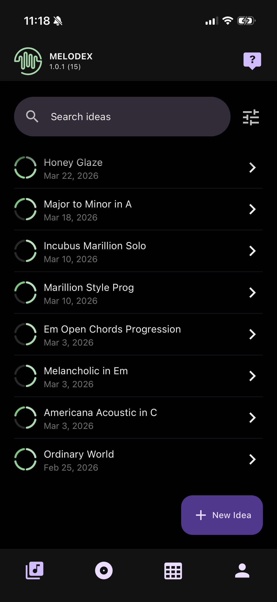 Melodex ideas home screen